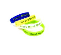 2 Pack Every Mind Matters Mental Health Awareness Bracelet MHA Wristband (Medium 18cm, x2 Random)