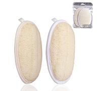 2 Pack Exfoliating Shower Loofah Sponge Pads, Body Scrubber for Men Women Removing Dead Skin, Made with Natural Luffa and Terry Cloth, 5.9x3.7IN Loofahs Mesh Pouf Body Glove for Bath Spa