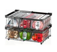 2 Pack Expandable Chest Freezer Baskets, Stackable Freezer Storage Baskets for 140L-570L Chest Freezers, Freezers Organiser with Handles Easily Sort and Get Frozen Foods, Allow Air Circulation