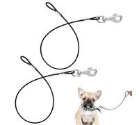 2 Pack Extension Metal Cable Lead, Heavy Duty Leash Non-Tangle Connect Leas h for Any Leash & Collar & Harness, Black Dog Leash Extender