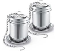2-Pack Extra Fine Mesh Tea Infuser, 18/8 Stainless Steel Tea Strainer with Chain Hook and Lid, Large Loose Leaf Tea Steeper for Herbal Tea, Spices & Brewing