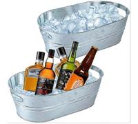 2 Pack Extra Large 3 Gallon Galvanized Steel Ice Buckets with Handles, Beverage Tub for Champagne Beer Cocktails, Drink Cooler Tub for Wedding Backyard Party Mimosa Bar(2-Pack,Silver)