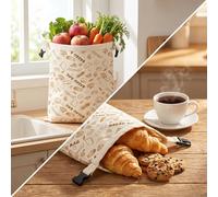 2 Pack Extra Large Beeswax Bread Bags - Reusable Cotton Linen Bread Storage Bags with Natural Beeswax Lining for Sourdough & Artisan Loaves (32 x 43 cm) (Bread Party)
