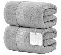 2 Pack Extra Large Jumbo Bath Sheet 100% Egyptian Cotton Super Soft Luxury Premium Quality Towels 600-GSM Quick Dry Highly Absorbent 100 x 200 cm (Silver)