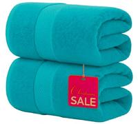 2 Pack Extra Large Jumbo Bath Sheet 100% Egyptian Cotton Super Soft Luxury Premium Quality Towels 600-GSM Quick Dry Highly Absorbent 100 x 200 cm (Turquoise)