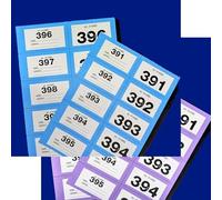 2-Pack Extra Large Raffle Books, Cloakroom Tickets (1-400) - Jumbo 7x4cm Perforated Ticket Stubs - Easy Read, Numbered & Secure - Choose Your Colours (Blue & Purple)