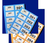 2-Pack Extra Large Raffle Books, Cloakroom Tickets (1-400) - Jumbo 7x4cm Perforated Ticket Stubs - Easy Read, Numbered & Secure - Choose Your Colours (Blue & Orange)