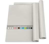 2 Pack Extra Large Silicone Mats for Countertop - Counter Table Protector Placemats for Baking Crafts, Light Gray Kids Dinner Placemat Nonstick Nonskid Heat-Resistant Kitchen Pad, 23.6'' x 15.6''
