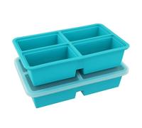 2 Pack Extra Large Soup Containers for Freezing, Silicone Cube Soup Freezer Mould with Lid, Meal Prep Soup Storage Containers, Large Ice Cube Tray for Sauce, 4-Compartment Freezer Container,Blue