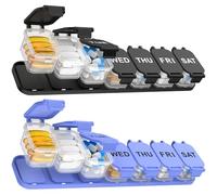 2-Pack Extra Large Weekly Pill Organizer, Travel Pill Box 7 Days, XL Vitamin Holder with 7 Detachable Compartments, Protable Medicine Organizer for Home and Travel