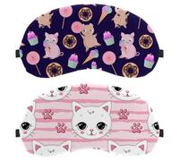 2 Pack Eye Mask, Cat Footprint Pink Sleeping Eye Mask for Side Sleeper, Zero Eye Pressure Night Blindfold, Adjustable Sleep Cover, Completely Block Out Light Eye Shade