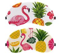 2 Pack Eye Mask, Flamingo Pineapple Watermelon Kiwi Sleeping Eye Mask for Side Sleeper, Zero Eye Pressure Night Blindfold, Adjustable Sleep Cover, Block Out Light Eye Shade