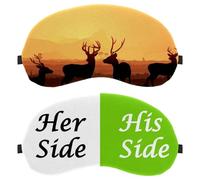 2 Pack Eye Mask for Side Sleeper, Sleeping Mask, Her Side and His Side White Green Sleep Eye Mask, Soft Eye Shade Cover for Travel, Nap, Plane, Light Blocking
