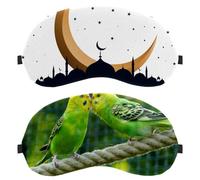 2 Pack Eye Mask for Side Sleeper, Sleeping Mask, Sleep Eye Mask, Budgerigars Birds Kissing Couple Love Soft Eye Shade Cover for Travel, Nap, Plane, Light Blocking