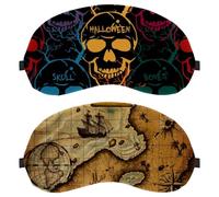 2 Pack Eye Mask for Side Sleeper, Sleeping Mask, Sleep Eye Mask, Map Treasure Island Soft Eye Shade Cover for Travel, Nap, Plane, Light Blocking