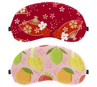 2 Pack Eye Mask for Side Sleeper, Sleeping Mask, Strawberry Lemon Banana Pink Backgrond Sleep Eye Mask, Soft Eye Shade Cover for Travel, Nap, Plane, Light Blocking