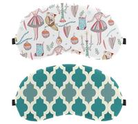 2 Pack Eye Mask for Side Sleeper, White Moroccan Pattern-Emerald Green Sleeping Mask, Sleep Eye Mask, Soft Eye Shade Cover for Travel, Nap, Plane, Light Blocking
