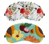2 Pack Eye Mask, Fruits Flower Pattern Sleeping Eye Mask for Side Sleeper, Zero Eye Pressure Night Blindfold, Adjustable Sleep Cover, Completely Block Out Light Eye Shade