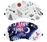 2 Pack Eye Mask, I Love You to The Moon Galaxy Sleep Mask for Side Sleeper, Soft Sleeping Eye Mask for Women Men, Complete Light Blocking, Zero Pressure Night Blindfold
