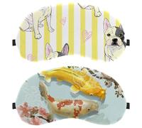 2 Pack Eye Mask Koi Fish in The Pond, Sleep Mask for Side Sleeper, Soft Sleeping Eye Mask for Women Men, Complete Light Blocking, Zero Pressure Night Blindfold