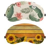2 Pack Eye Mask, Retro Sunflower Vintage Flower Sleep Mask for Side Sleeper, Soft Sleeping Eye Mask for Women Men, Complete Light Blocking, Zero Pressure Night Blindfold