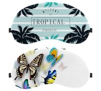 2 Pack Eye Mask, Sleep Mask for Side Sleeper, Butterflies Magic Colorful White Soft Sleeping Eye Mask for Women Men, Complete Light Blocking, Zero Pressure Night Blindfold