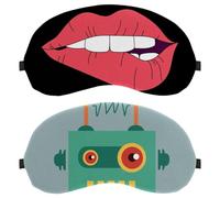 2 Pack Eye Mask, Sleep Mask for Side Sleeper, Funny Cartoon Robot Radio Soft Sleeping Eye Mask for Women Men, Complete Light Blocking, Zero Pressure Night Blindfold