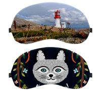 2 Pack Eye Mask, Sleep Mask for Side Sleeper, Funny Cats Floral Happy Birthday Soft Sleeping Eye Mask for Women Men, Complete Light Blocking, Zero Pressure Night Blindfold