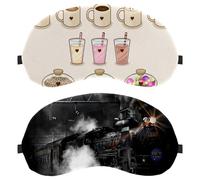 2 Pack Eye Mask, Sleep Mask for Side Sleeper, Steam Train Locomotive Old Soft Sleeping Eye Mask for Women Men, Complete Light Blocking, Zero Pressure Night Blindfold