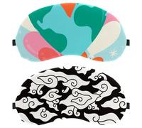 2 Pack Eye Mask, Sleeping Eye Mask for Side Sleeper, Batik of Indonesia Fabric Megamendung Zero Eye Pressure Night Blindfold, Adjustable Sleep Cover, Block Out Light Eye Shade