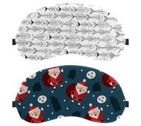 2 Pack Eye Mask, Sleeping Eye Mask for Side Sleeper, Christmas Santa Claus House Ho Navy Zero Eye Pressure Night Blindfold, Completely Block Out Light Eye Shade
