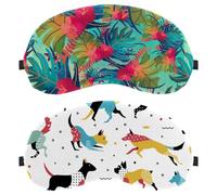 2 Pack Eye Mask, Sleeping Eye Mask for Side Sleeper, Dog Multi Beautiful Zero Eye Pressure Night Blindfold, Adjustable Sleep Cover, Completely Block Out Light Eye Shade