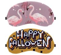 2 Pack Eye Mask, Sleeping Eye Mask for Side Sleeper, Halloween Letters Zero Eye Pressure Night Blindfold, Adjustable Sleep Cover, Completely Block Out Light Eye Shade