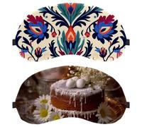 2 Pack Eye Mask, Sleeping Eye Mask for Side Sleeper, Sweet Cake Adorned Daisies Old Wood Zero Eye Pressure Night Blindfold, Adjustable Sleep Cover, Block Out Light Eye Shade