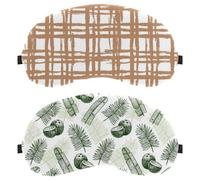 2 Pack Eye Mask, Sleeping Eye Mask for Side Sleeper, Tropical Palm Leaves Fruit Dark Green Drawn Zero Eye Pressure Night Blindfold, Completely Block Out Light Eye Shade