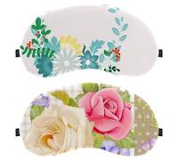 2 Pack Eye Mask, Sleeping Eye Mask for Side Sleeper, Zero Eye Pressure Night Blindfold, Retro Flower Adjustable Sleep Cover, Completely Block Out Light Eye Shade