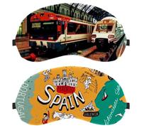 2 Pack Eye Mask, Sleeping Eye Mask for Side Sleeper, Zero Eye Pressure Night Blindfold, Spain Map Places of Interest Adjustable Sleep Cover, Block Out Light Eye Shade