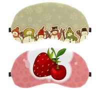 2 Pack Eye Mask, Strawberry Cherry Pink Sleep Mask for Side Sleeper, Soft Sleeping Eye Mask for Women Men, Complete Light Blocking, Zero Pressure Night Blindfold