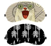 2 Pack Eye Mask White Arrows Black Background, Sleep Mask for Side Sleeper, Soft Sleeping Eye Mask for Women Men, Complete Light Blocking, Zero Pressure Night Blindfold