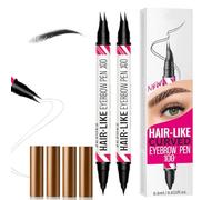 2 Pack Eyebrow Pen, Dark Brown Eyebrow Pencil, Dual-Tip Waterproof Brow Pencil, Microblading Eyebrow Pen for Natural Hair-Like Brows, Long-Lasting for Everyday Makeup and Travel