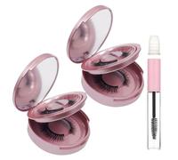 2 Pack Eyelash Storage Case with Mirror, Dual-Layer Portable False Lash Organizer, Reusable Lash Holder with 10ml Leak-Proof Empty Mascara Tube & Disposable Brush for Travel Daily Makeup(Rose Gold)