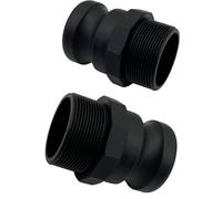 2 Pack: F-150 Marine Holding Tank Pumpout Adapters, 1.5 Inch NPT Male Thread, 1 1/2" Male Camlock Fitting, Black Polypropylene