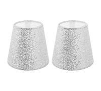 2 Pack Fabric Lamp Shades 14x14x13cm Silver Glitter for Table Lamps | Iron Frame, Softer Bedside Glow, Simple Elegant Style, Suitable for Offices, Reading Corners and Renters