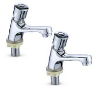 2-Pack Face Basin Faucet, Self-Closing Cold Water Only Faucet with Time Delay, sturdy Brass Water Tap for Bathroom Sink