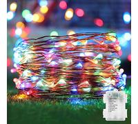 2 Pack Fairy Lights Battery Operated 100 LED 10M Silver Wire Starry String Lights Auto Timer 8 Modes Waterproof Mini String Lights for Outdoor Indoor Garden, Christmas, Wedding Decor (Multicolor)