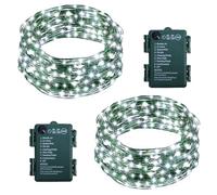 2 Pack Fairy Lights Battery Operated, 33Ft 100 LED String Lights with Auto Timer 8 Modes Green Copper Wire Twinkle Light for Bedroom Garden Wreath Wedding Christmas (Cool White)