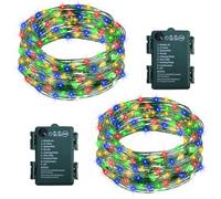 2 Pack Fairy Lights Battery Operated, 33Ft 100 LED String Lights with Auto Timer 8 Modes Green Copper Wire Twinkle Light for Bedroom Garden Wreath Wedding Christmas (Multicolor)