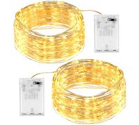 [2 Pack] Fairy Lights Battery Powered, 12M 120 LED String Lights Waterproof Outdoor/Indoor Copper Wire Light for Bedroom, Wedding, Party, Christmas, Patio, Decorative (Warm White)