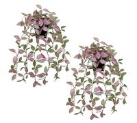 2 Pack Fake Hanging Plants for Shelf in Back Pot, Small Artificial Hanging Ivy Vine Plants Indoor Fake Potted Greenery Plant for Room Bathroom Kitchen Wall End Table Mimi Faux Nerve Plant Set Decor