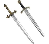 2 Pack Fake Plastic Prop Sword, 28'' inches Length Plastic Medieval Sword, Halloween Toys Renaissance Accessories for Kids & Adults